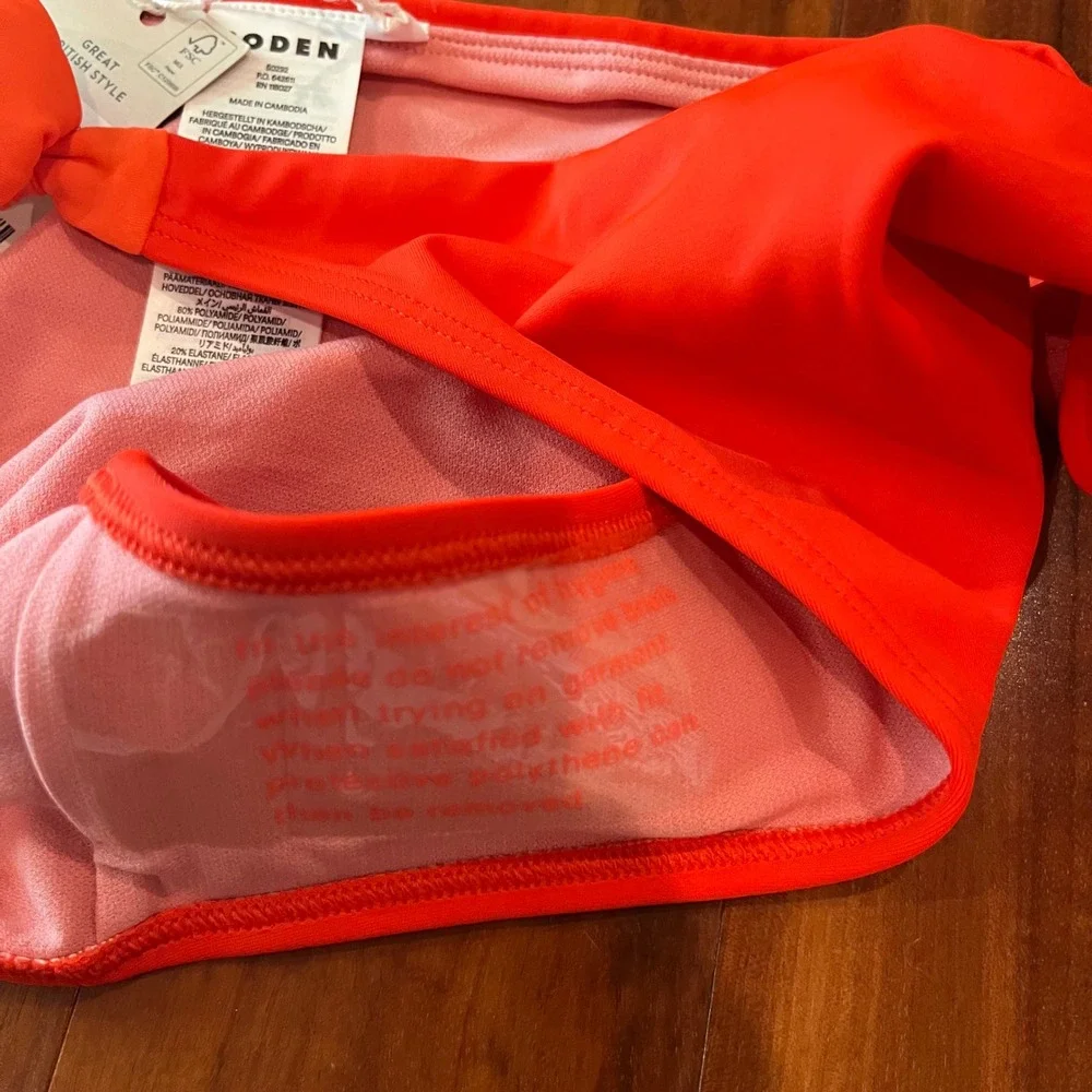 Boden Bikini Set Red Orange Triangle Halter‎ Side Tie Bottom Swim New Size 6